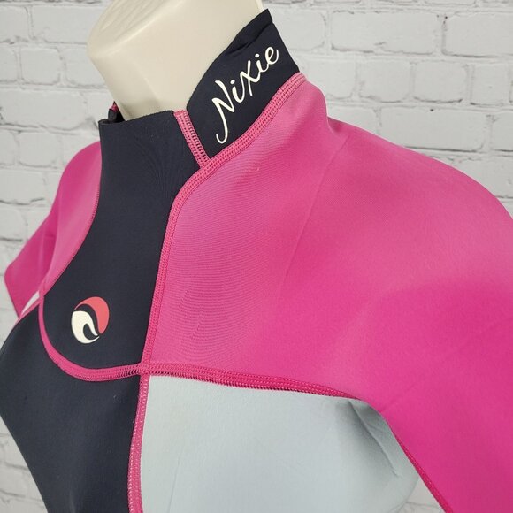 Bare Black Pink 2mm Nixie Springsuit Shorty Wetsuit Swim Short Sleeve Size 2 - Picture 6 of 13